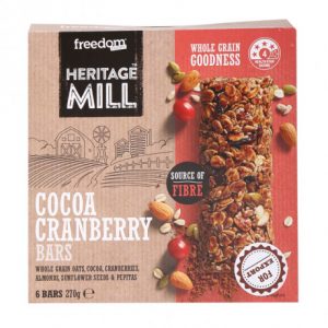 Thanh ngũ cốc Heritage Mill Cocoa Cranberry (Hộp 6 thanh)